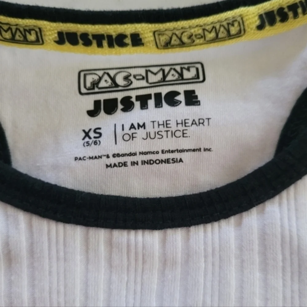 Justice White and Black Ribbed Pac Man Ghosts Tank Top Size XS Heart Of Justice